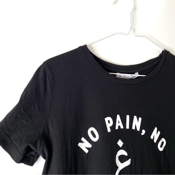 Pull&Bear Black White No Pain Tee - Picture 2 of 5